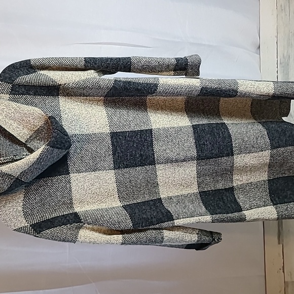 Monteau, Woman’s, Coatigan, With Hoodie, White/blue, 2 Pockets, Size Small - Picture 5 of 6